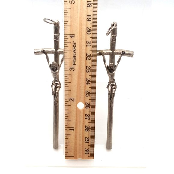 Cucifix Cross VTG INRI Metal Jesus Wall Hanging Decoration Christianity Silver - Picture 5 of 5